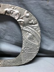 Decorative Salvage Tin Ceiling 16″ Patchwork Silver Metal VTG Letter D 1787-24B