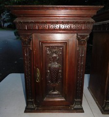 2 1800’s Antique Hanging Wall Cabinet English Colonial Cupboard 28 x 21 x 15″