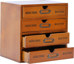 Stackable Apothecary Cabinet 4 Drawer Desk Organizer – Vintage Library Card Cata