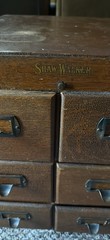Vintage Shaw-Walker Wooden 6-Drawer Card Catalog With removable top