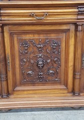 Large Antique French Renaissance Carved Sideboard Buffet Cabinet