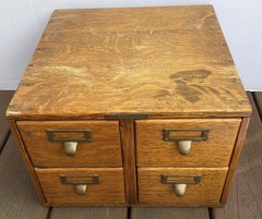 Vintage 4 Drawer Wooden Card Catalog File Cabinet Library Bureau Sole Makers