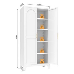 71” 2 Shapely Doors Cabinet, Metal Storage Cabinet with Doors