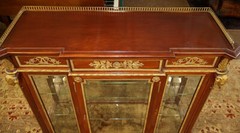 19th Century French Louis XVI Style Mahogany Bronze Mounted Cabinet Vitrine