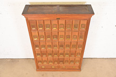 Antique Arts & Crafts Oak 42-Drawer Card File Cabinet, Circa 1900