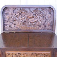 George Zee & Company Rosewood Dry Bar Cabinet 1963 Hand Carved