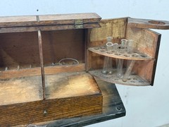 Antique Oak Apothecary Doctor travel cabinet with equipment 1890 medical