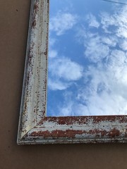VTG Salvaged 24×37 Shabby White 2-Piece Wood Trim 18×31 Mirror Chic Old 1611-25B
