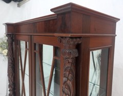 Fine Carved Mahogany Claw Feet Glass Shelved Bookcase Display Cabinet Stunning
