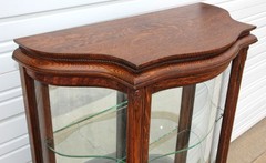 Antique Quartersawn Oak 3 S Curve Glass Mirrored Dainty Curio China Cabinet