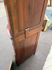 66914 Vintage Inlaid Mahogany Corner Curio Cabinet with Glass Doors