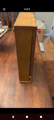 Antique Folk Art Hand Painted Wooden Wall Cabinet with Door, Drawer, Shelves