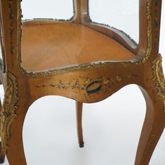 Antique Louis XV Style Giltwood Vitrine with Hand Painted Floral C1910