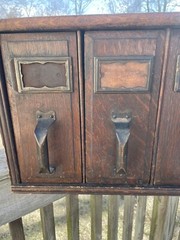 Antique Yawman & Erbe apothecary file cabinet library card catalog storage box