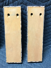 VTG Pair Decorative Tin Ceiling Metal Single Hook Wall Rack Plaque Old 405-26B
