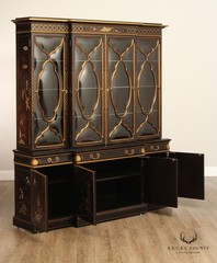 Karges Chinoiserie Decorated Breakfront China Display Cabinet