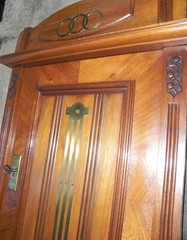 ANTIQUE ART NOUVEAU FRUITWOOD & BRASS WALL CABINET.