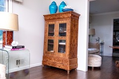 Antique French Louis Philippe Burl Wood Vitrine Cabinet