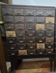 35 Drawer Catalog Bin Cabinet w/ Brass Hardware 47″ x 67″ x 18″ GS00878