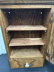 Antique Medicine Apothecary Cabinet Tiger Oak Wood Punched Tin Pineapple 🍍