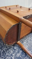 Antique Wood MARTHA WASHINGTON SEWING CABINET 3 drawer hinge lids restore READ