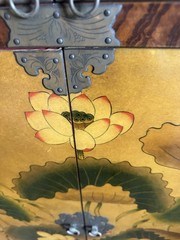 Vintage Chinese Cabinet Chinoiserie Asian style Folding Liquor French Bar Brass
