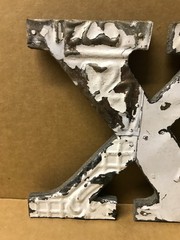 Decorative Salvaged Tin Ceiling 8″ Patchwork Shabby White Letter X Metal 189-26B