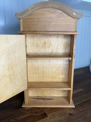 Vintage Wood Counter Top or Hanging Cabinet Hand Painted Apple Pear Fruit Vines