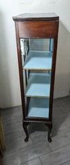Antique Edwardian Mahogany Glass Display Curio Cabinet Queen Anne Chippendale