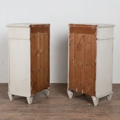 Pair 19th Century Swedish Gustavian White Painted Narrow Cabinets