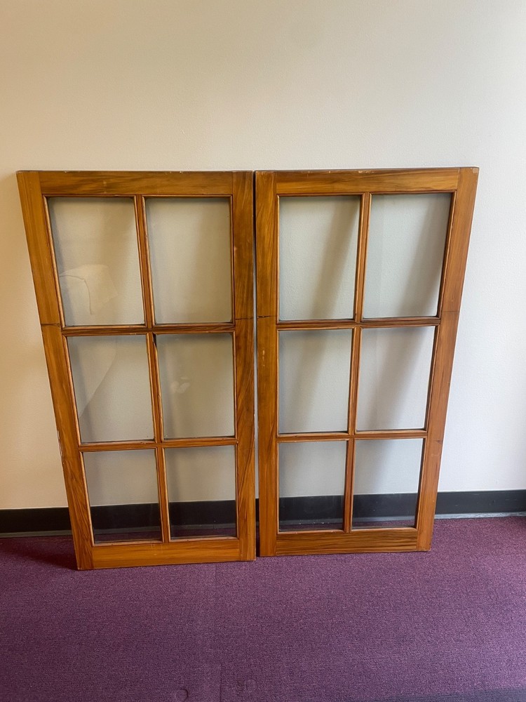 Vintage Pair Craftsman Cabinet Doors Maple 6-Light