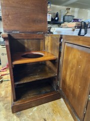 Antique 19th c Wooden Canmode Chamber Cabinet Primitive Walnut Potty Cupboard