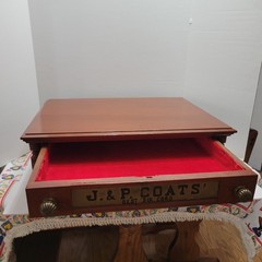Antique J & P Coats 2 Draw Wood Spool Cotton Cabinet Counter Top Store Display