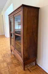 Antique French Walnut Vitrine Display Cabinet