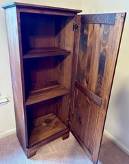 1970s-90s Dark Pine Wood, Jelly Cupboard & Tie Valet, 83″ Tall