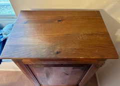 1970s-90s Dark Pine Wood, Jelly Cupboard & Tie Valet, 83″ Tall