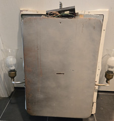 VINTAGE SEARS FRAMED MIRROR MEDICINE CABINET WITH SCONCE LIGHTS
