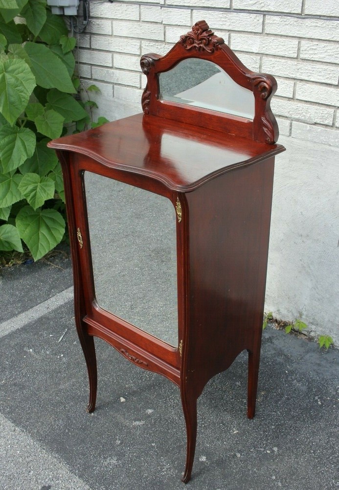 19th Century Cherry wood Cabinet with 2 Mirrors and Key
