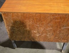 Vintage Wooded Rolling Cabinet Home OFFICE Doors METAL BASE Legs Industrial