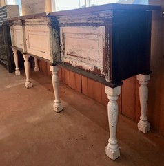 Rustic Custom-Built Cabinet/Counter Table w/ Heart Pine Top GA20719