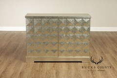 Baker Furniture Pair Of Barbara Barry Silver Leaf Diamond Front Cabinets