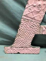 Decorative Salvage Tin Ceiling 16″ Patchwork Pink Metal VTG Letter A 1786-24B