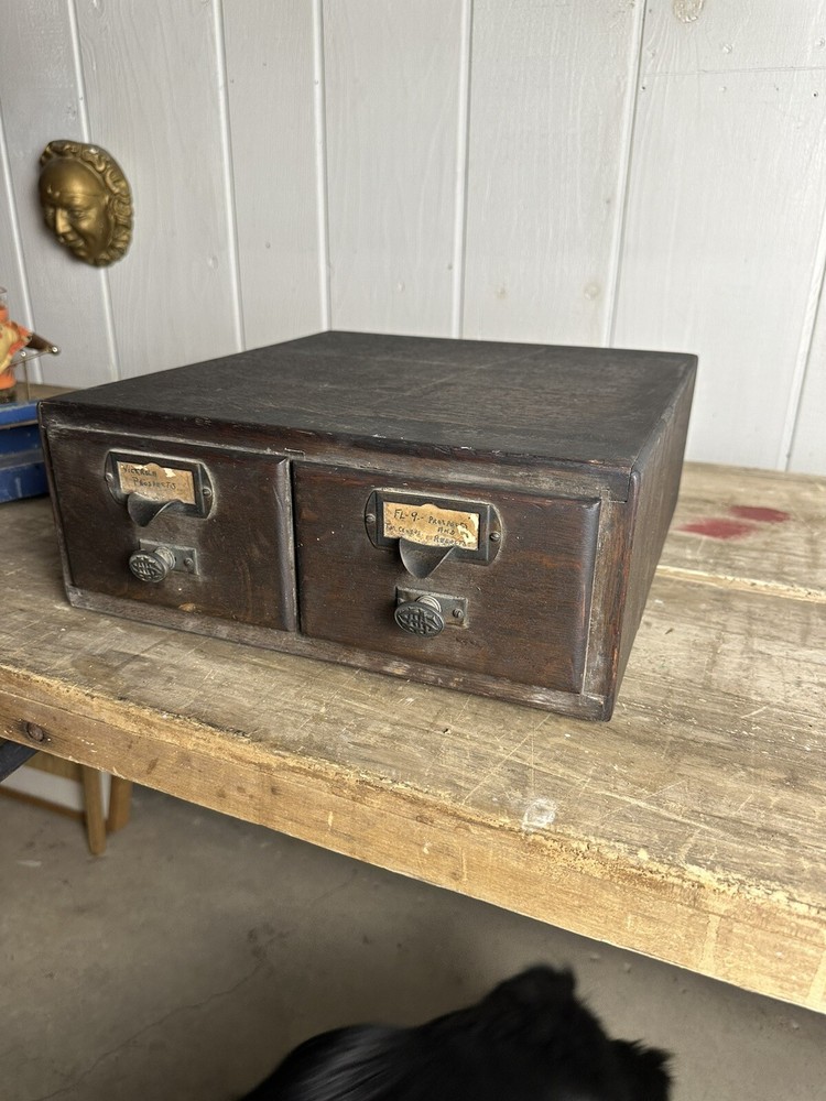 1900s Shaw Walker Drawer Oak Wood Card Catalog Cabinet Industrial Office Study