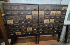 35 Drawer Catalog Bin Cabinet w/ Brass Hardware 47″ x 67″ x 18″ GS00878