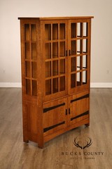 Stickley Mission Collection Oak China Cabinet With Strap Hardware