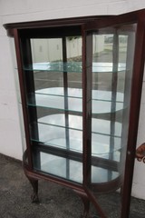 Early 1900s Large Ball and Claw Feet Display Curio Cabinet Cupboard 6095