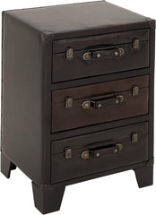 Faux Leather Room Cabinet Vintage Faux Leather Storage Cabinet with Buckles and