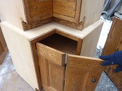 PRETTY custom made OAK kitchen corner CABINET salvaged quartersawn OAK board 34″
