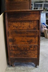 Antique American Victorian Oak Stepback Hutch Display China Cabinet Bookcase 85″