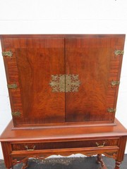 Chippendale Early 1920s Tall China Cabinet Cupboard with Brass Accent 6453